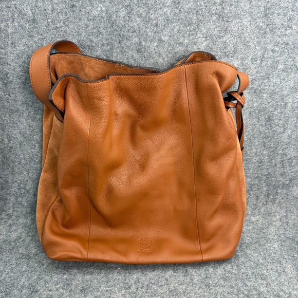 Vince Camuto Dario Leather Shoulder Bag Purse Pleated Interior Pockets Brown - Picture 9 of 16